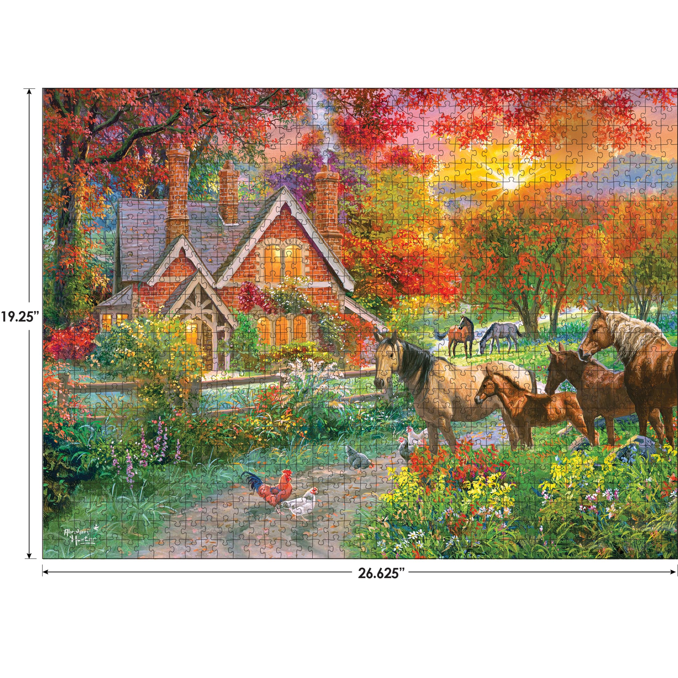 RoseArt Abraham Hunter Homestead 1000 Piece Cork Jigsaw Puzzle for Adults