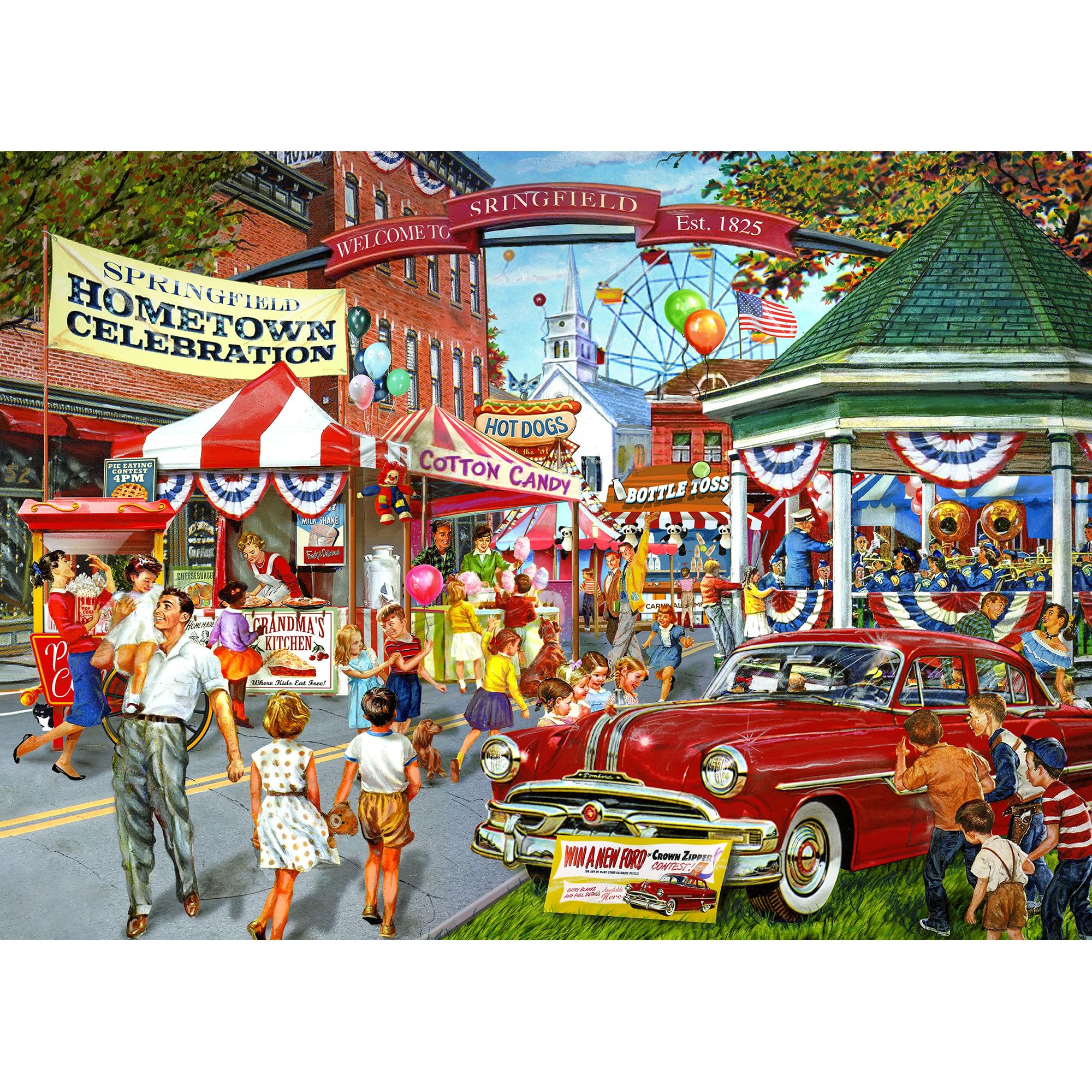 RoseArt Back to the Past Hometown Celebration 750-Piece Jigsaw Puzzle – Nostalgic 4th of July Scene