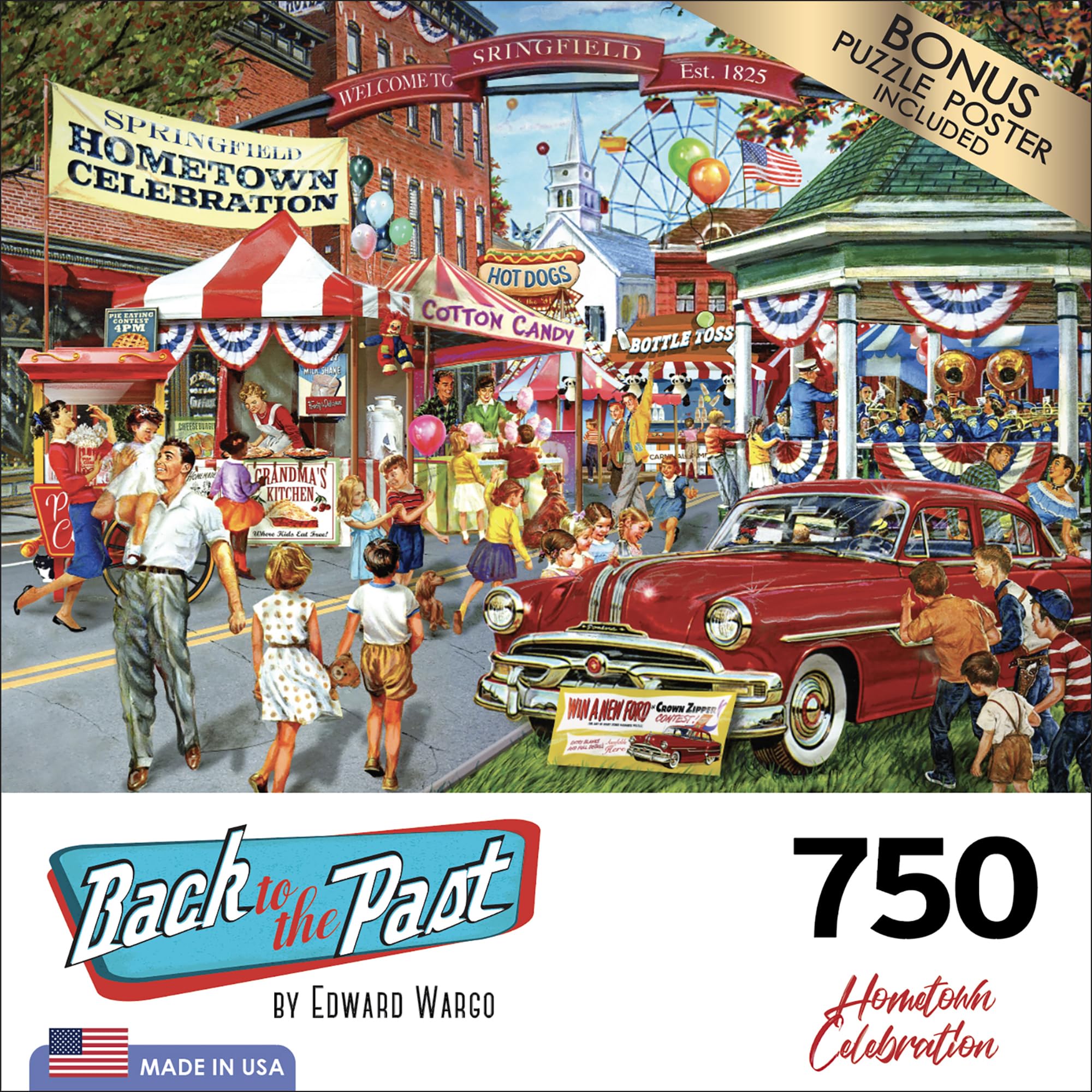 RoseArt Back to the Past Hometown Celebration 750-Piece Jigsaw Puzzle – Nostalgic 4th of July Scene