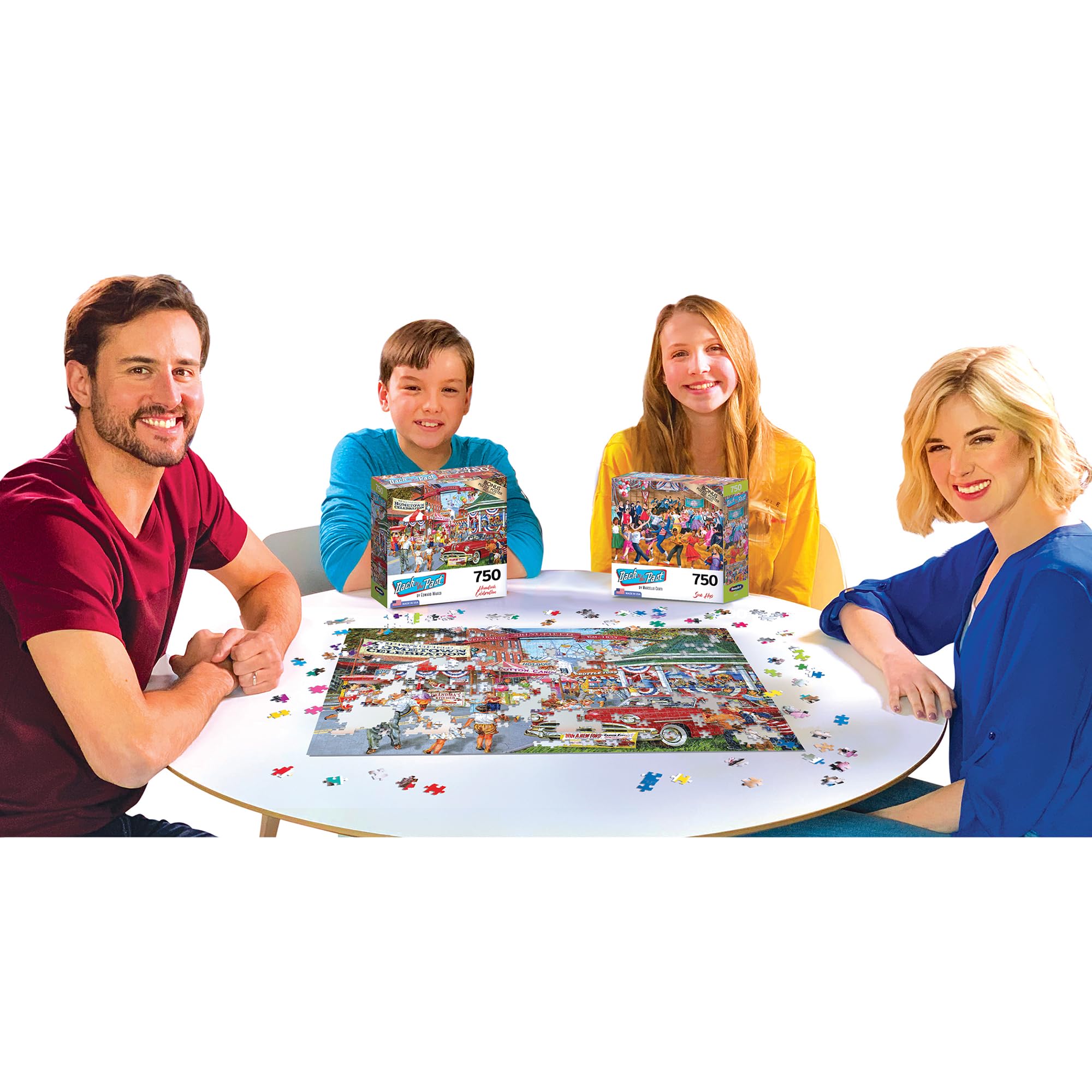 RoseArt Back to the Past Hometown Celebration 750-Piece Jigsaw Puzzle – Nostalgic 4th of July Scene