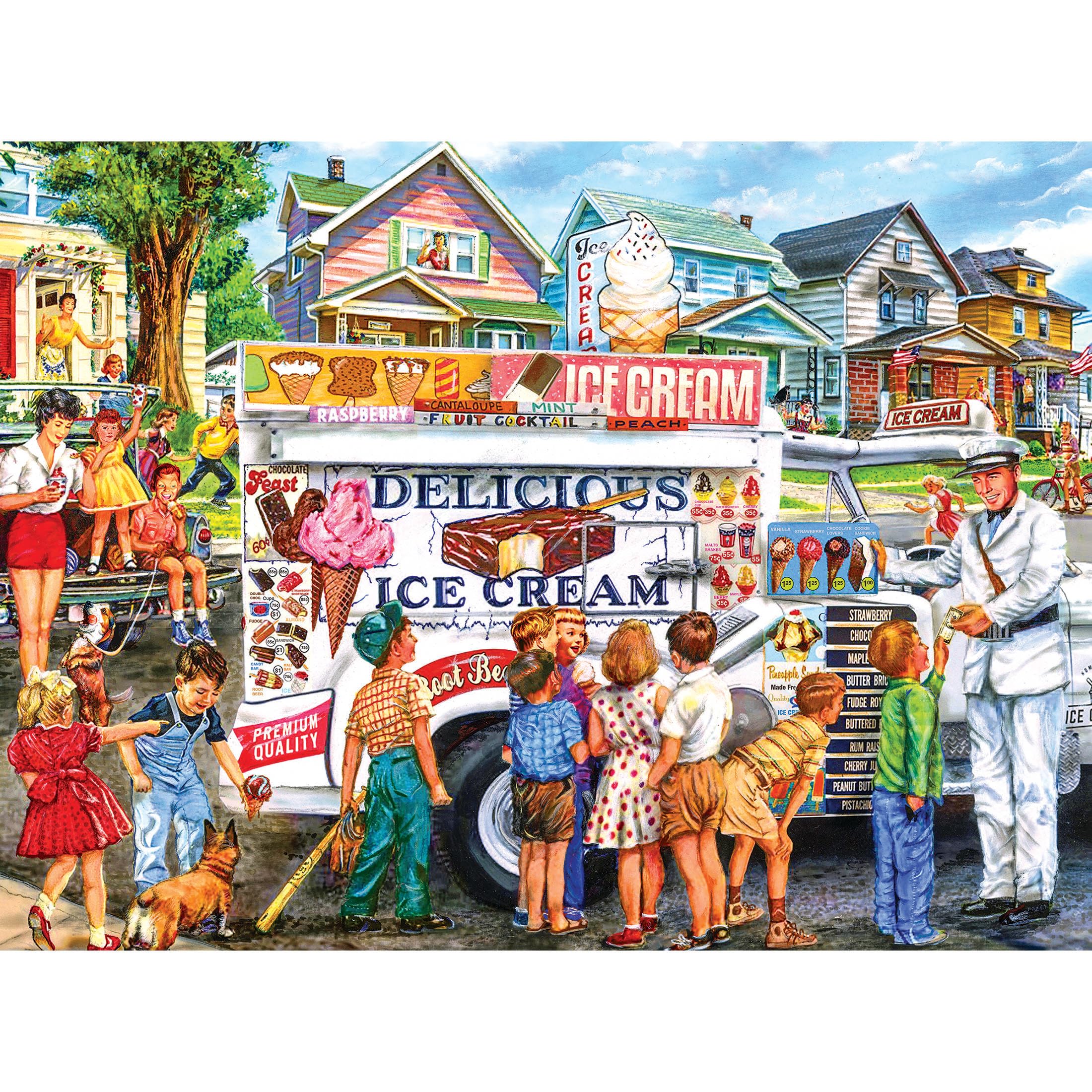 RoseArt Back to the Past Ice Cream Truck Day 1000-Piece Jigsaw Puzzle for Adults