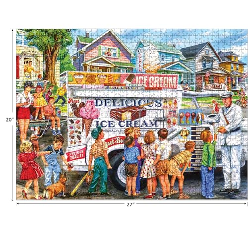 RoseArt Back to the Past Ice Cream Truck Day 1000-Piece Jigsaw Puzzle for Adults