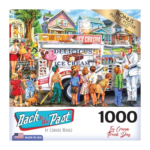 RoseArt Back to the Past Ice Cream Truck Day 1000-Piece Jigsaw Puzzle for Adults