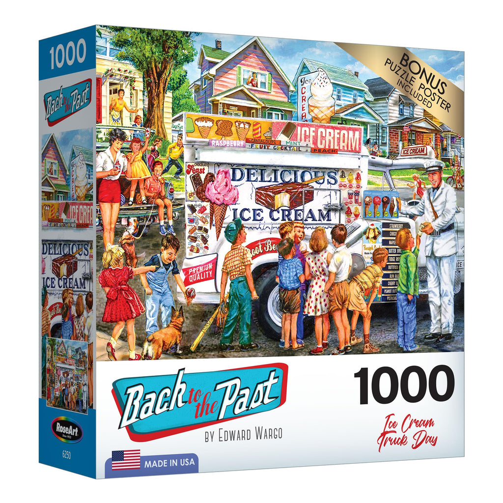 RoseArt Back to the Past Ice Cream Truck Day 1000-Piece Jigsaw Puzzle for Adults