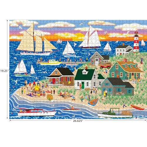 RoseArt Beach Bonfire Gathering 1000-Piece Jigsaw Puzzle for Adults – Recycled Materials & Bonus Poster