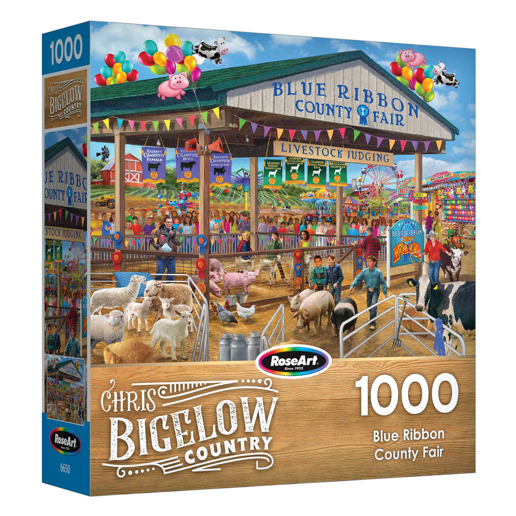 RoseArt Chris Bigelow 'Blue Ribbon County Fair' 1000-Piece Jigsaw Puzzle - 20x27 Inches, Recycled Materials