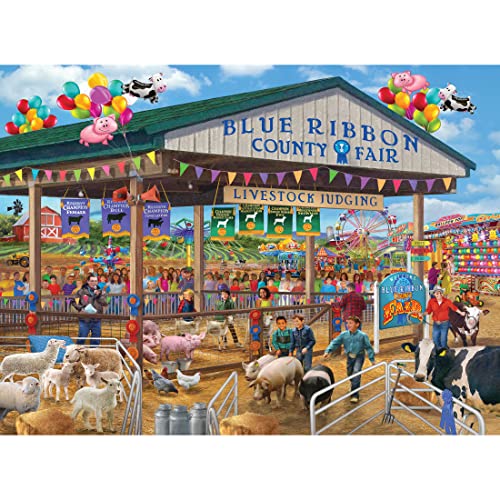 RoseArt Chris Bigelow 'Blue Ribbon County Fair' 1000-Piece Jigsaw Puzzle - 20x27 Inches, Recycled Materials