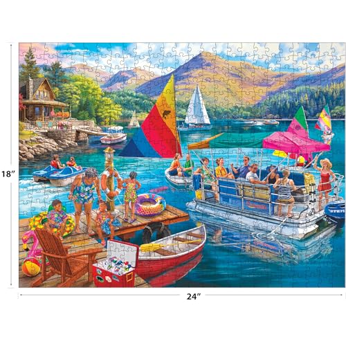 RoseArt Chris Bigelow Boater's Lake 500-Piece Jigsaw Puzzle – Summer Lake Scene for Adults