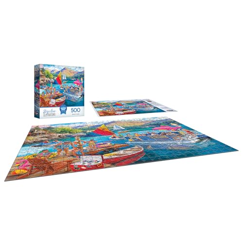 RoseArt Chris Bigelow Boater's Lake 500-Piece Jigsaw Puzzle – Summer Lake Scene for Adults