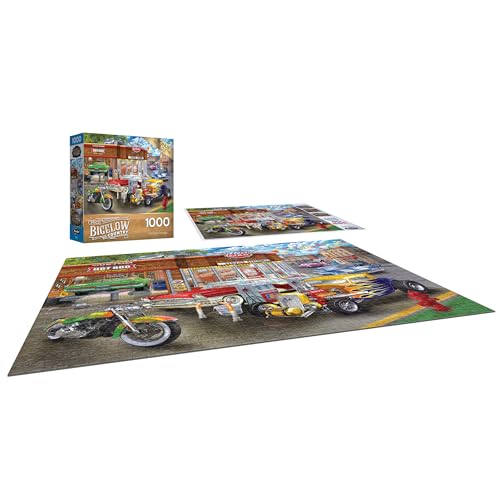 RoseArt Chris Bigelow Hot Rod Garage 1000-Piece Jigsaw Puzzle - Premium Quality with Bonus Poster