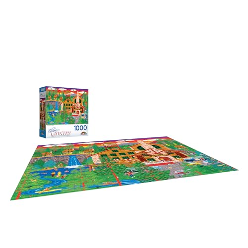 RoseArt Dozing Bear Lodge 1000-Piece Jigsaw Puzzle – Americana Cabin Scene by Mark Frost