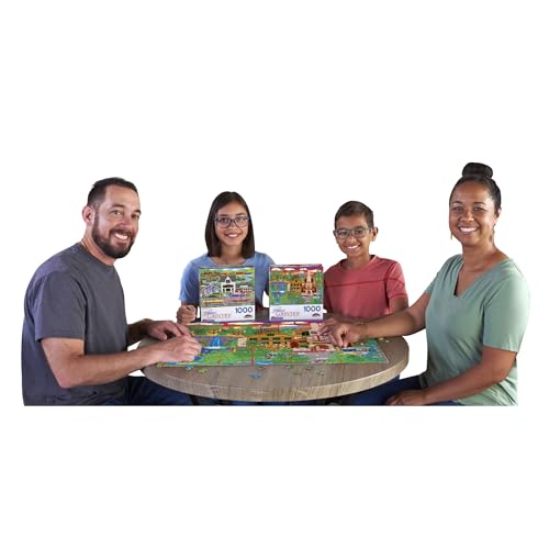 RoseArt Dozing Bear Lodge 1000-Piece Jigsaw Puzzle – Americana Cabin Scene by Mark Frost