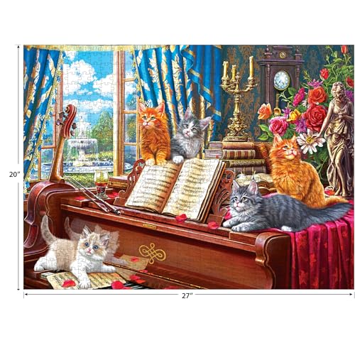 RoseArt Fancy Cats Piano Lessons 750-Piece Jigsaw Puzzle for Adults