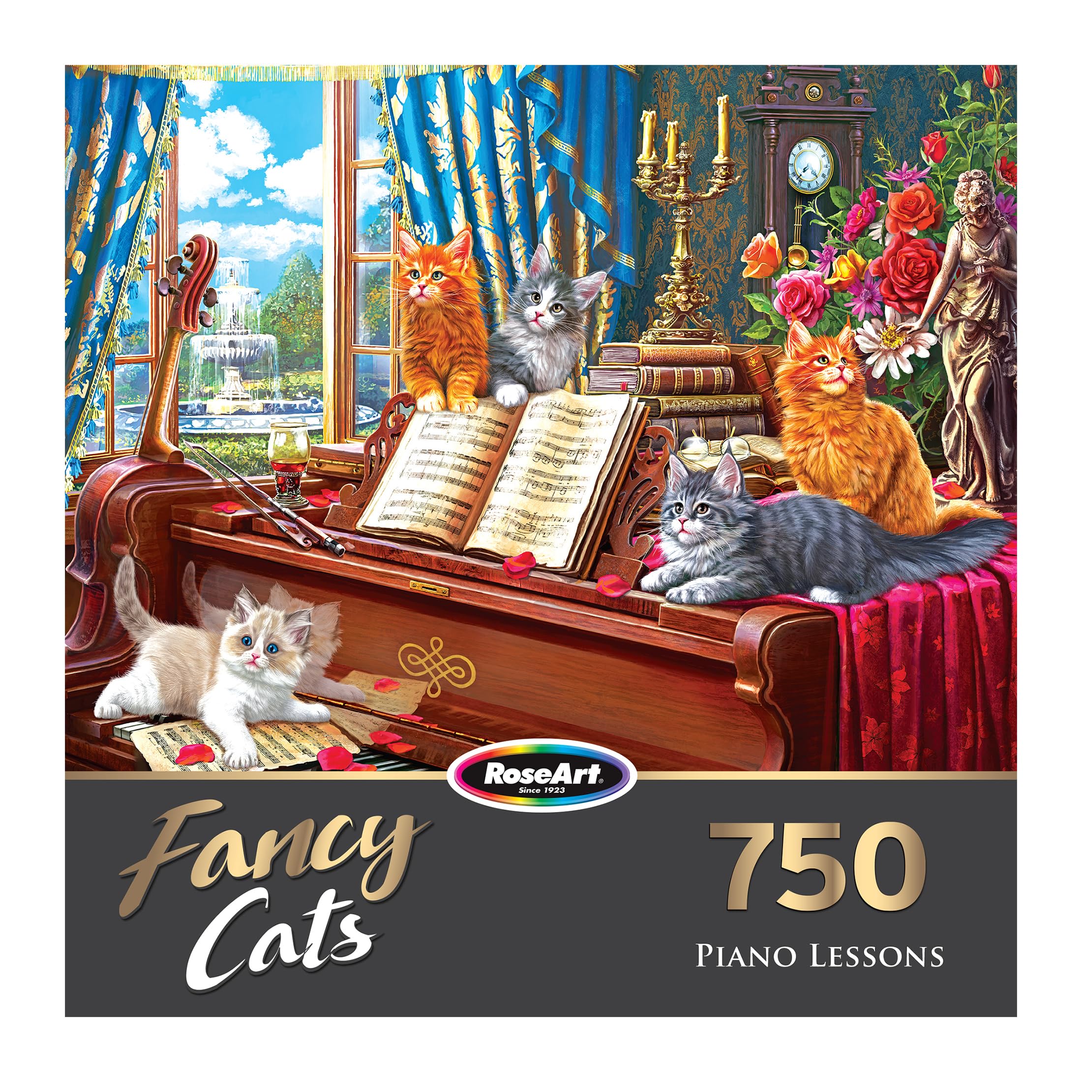RoseArt Fancy Cats Piano Lessons 750-Piece Jigsaw Puzzle for Adults