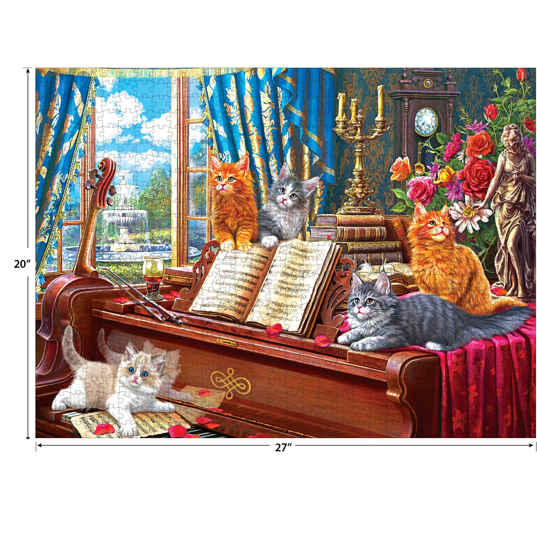 RoseArt Fancy Cats Piano Lessons 750-Piece Jigsaw Puzzle for Adults