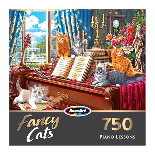 RoseArt Fancy Cats Piano Lessons 750-Piece Jigsaw Puzzle for Adults