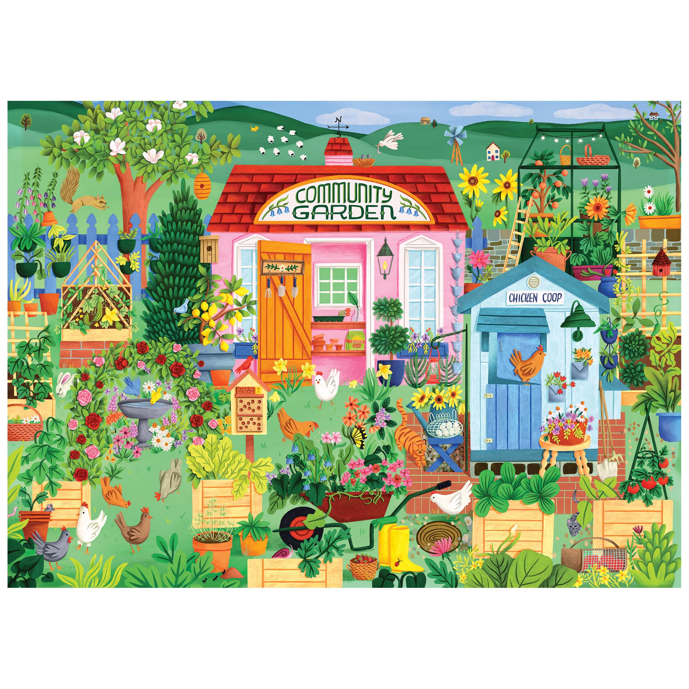 RoseArt Hobby Haven Community Garden 1000 Piece Jigsaw Puzzle – Vibrant Vegetable Garden Scene