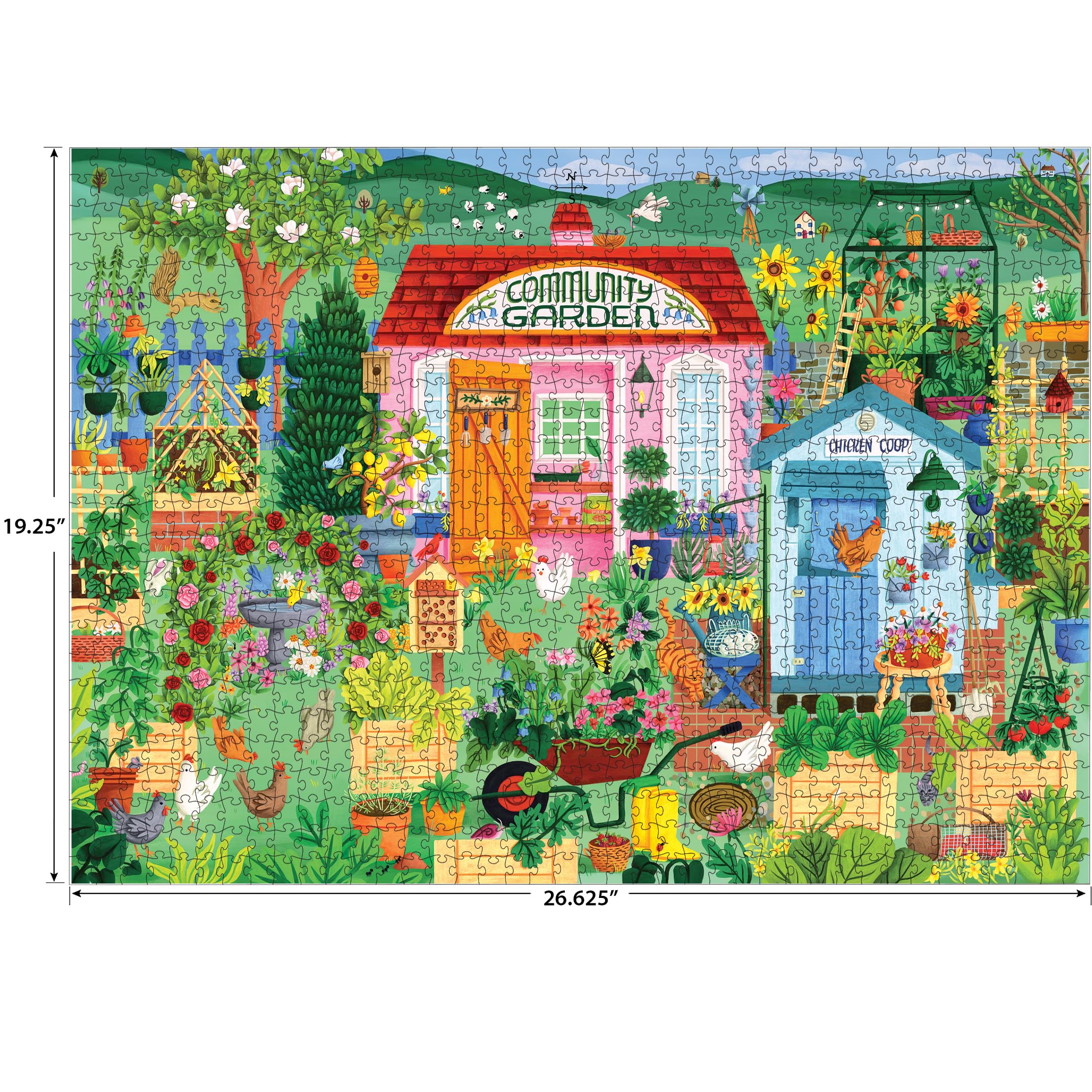 RoseArt Hobby Haven Community Garden 1000 Piece Jigsaw Puzzle – Vibrant Vegetable Garden Scene