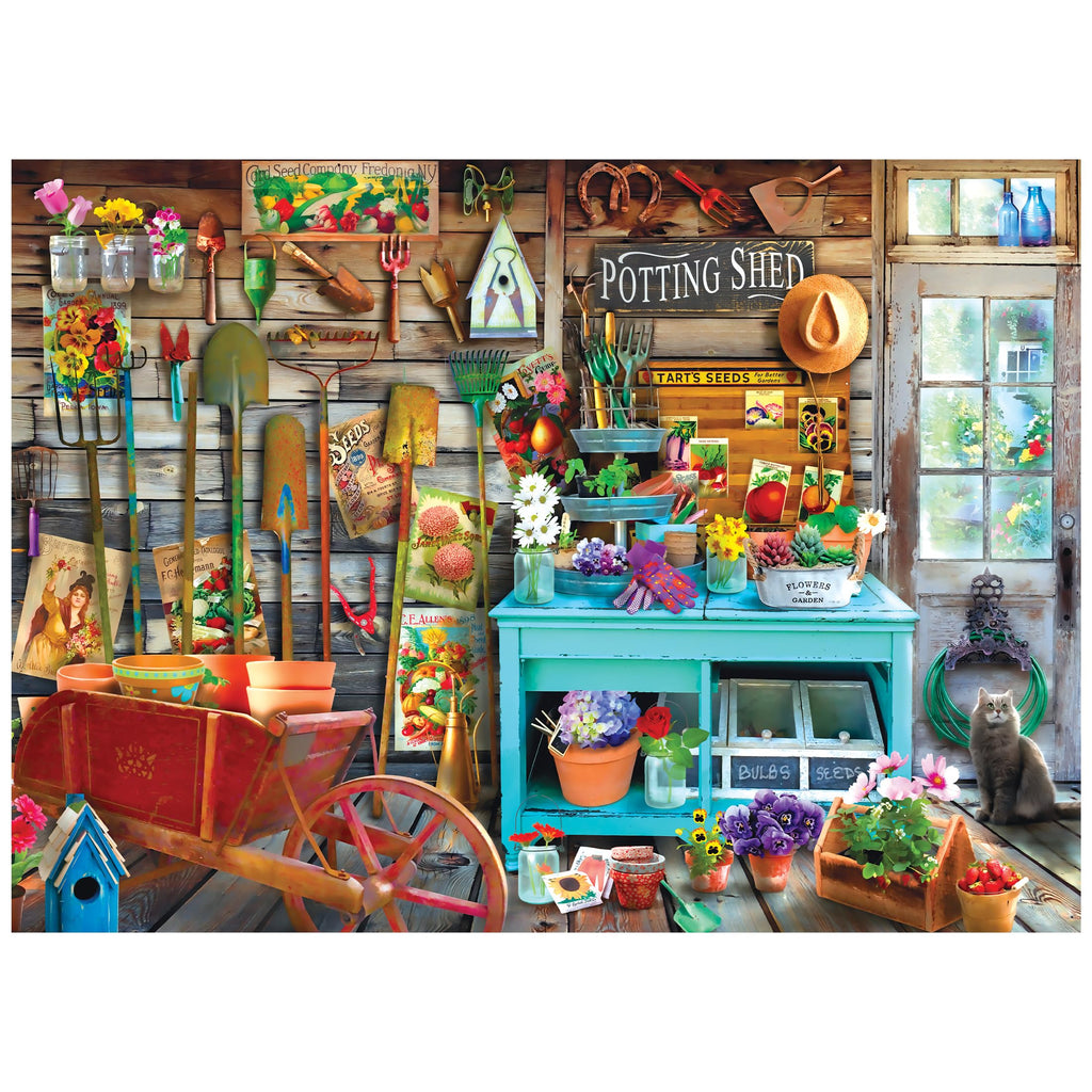 RoseArt Hobby Haven The Potting Shed 1000 Piece Jigsaw Puzzle – Gardening Scene for Adults