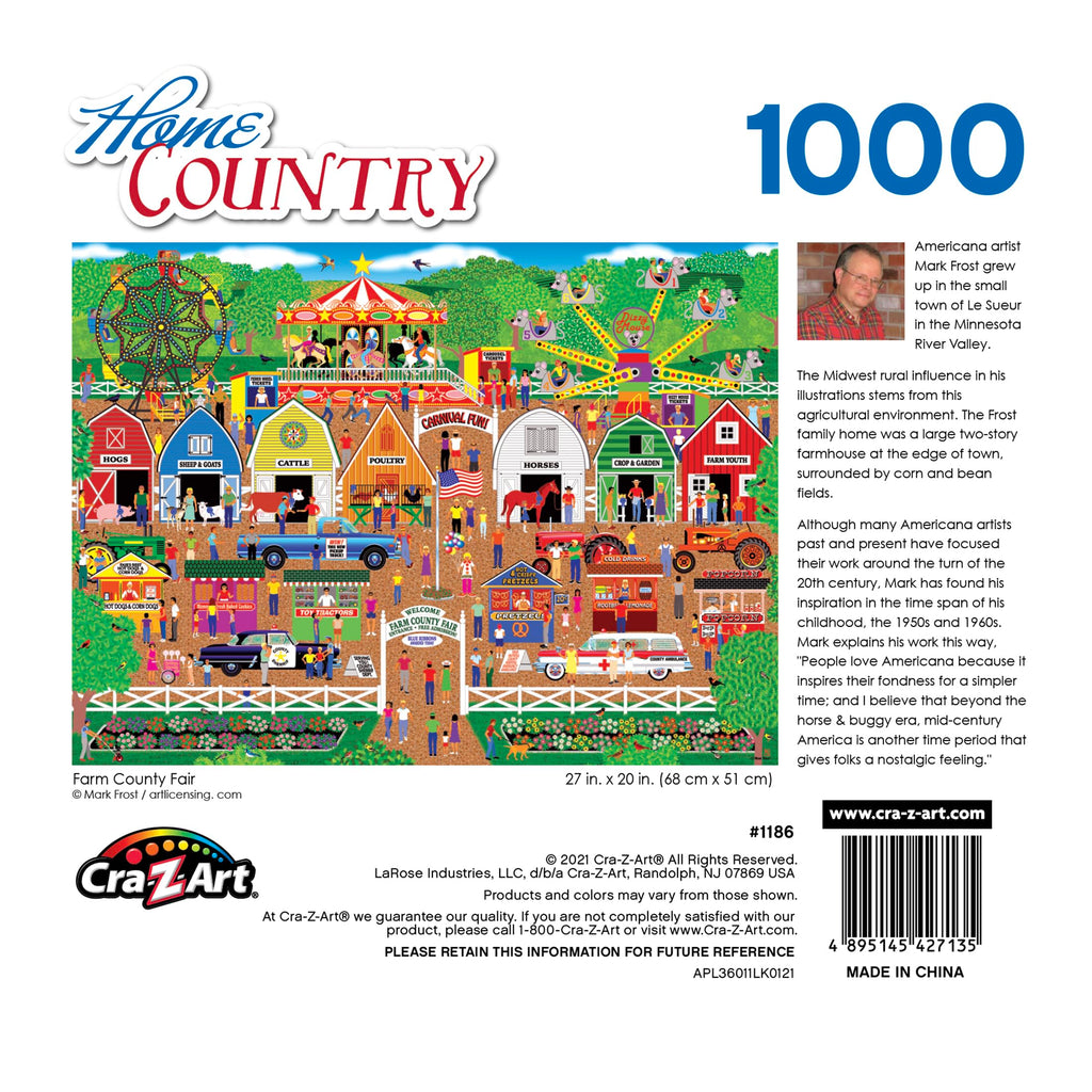 RoseArt Home Country Farm County Fair 1000-Piece Jigsaw Puzzle – 20x27 Inch