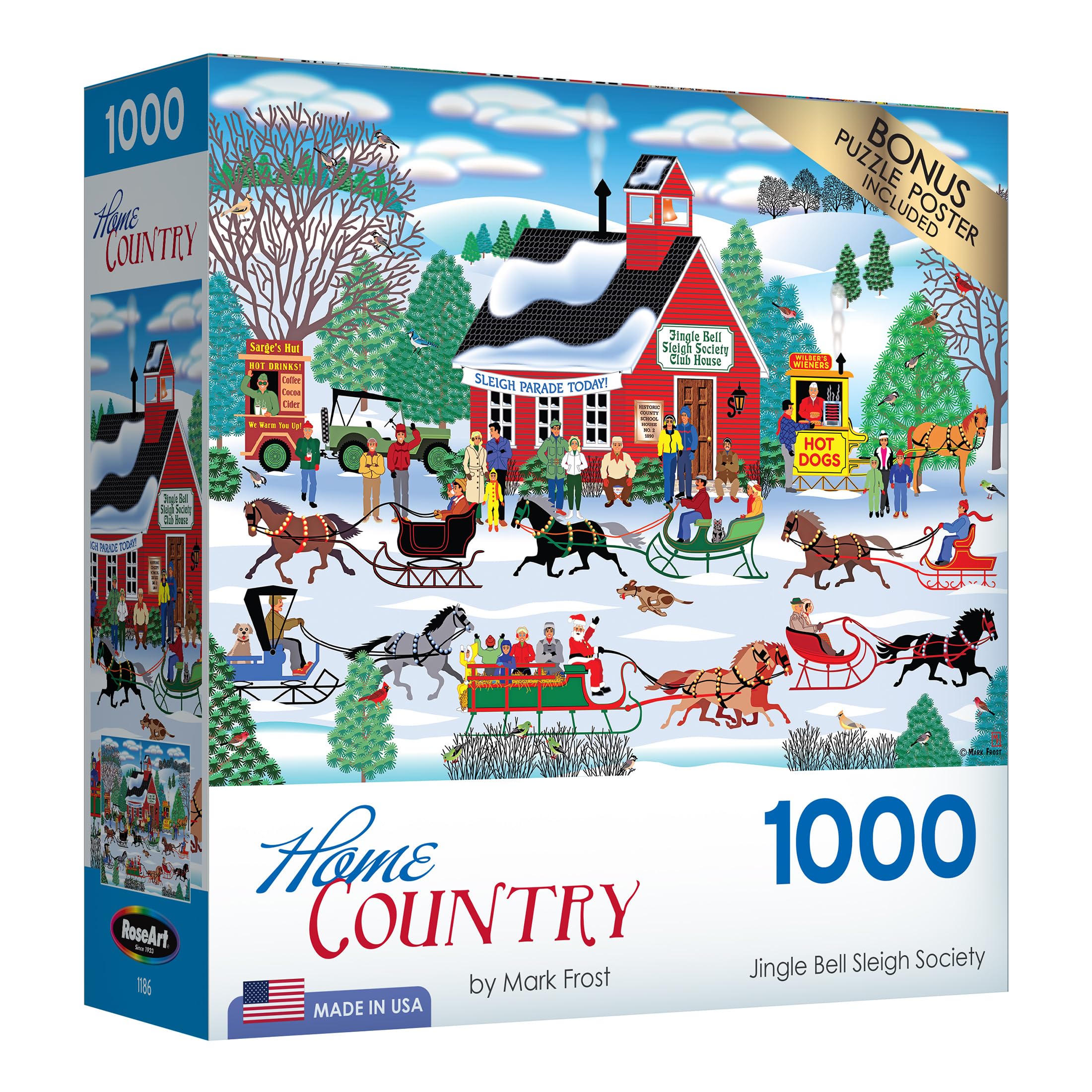 RoseArt Home Country Jingle Bell Sleigh Society 1000-Piece Jigsaw Puzzle