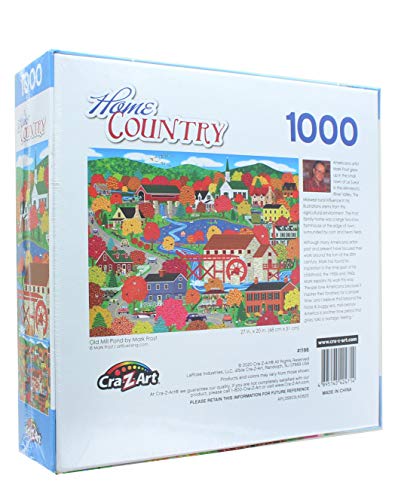 RoseArt Home Country Old Mill Pond 1000-Piece Jigsaw Puzzle – Scenic Rural Landscape