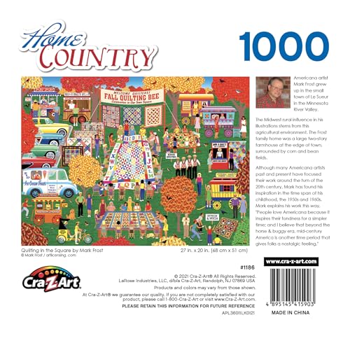 RoseArt Home Country Quilting in the Square 1000 Piece Jigsaw Puzzle – Fall Quilting Bee Scene