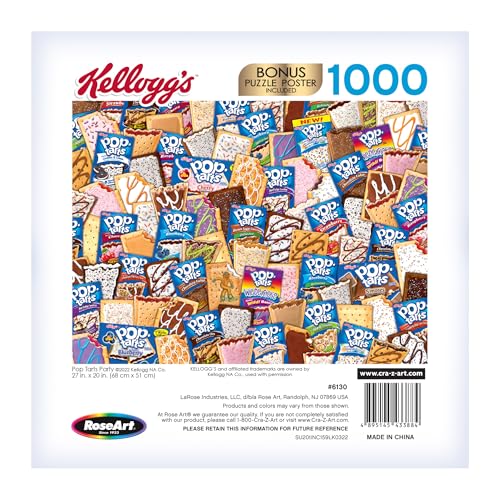 RoseArt Kellogg's Pop Tart Party 1000-Piece Jigsaw Puzzle – Unfrosted & Frosted Flavors Collage