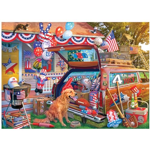 RoseArt Kodak Premium 4th of July Yard 1000-Piece Jigsaw Puzzle – Patriotic Summer Fun for Adults
