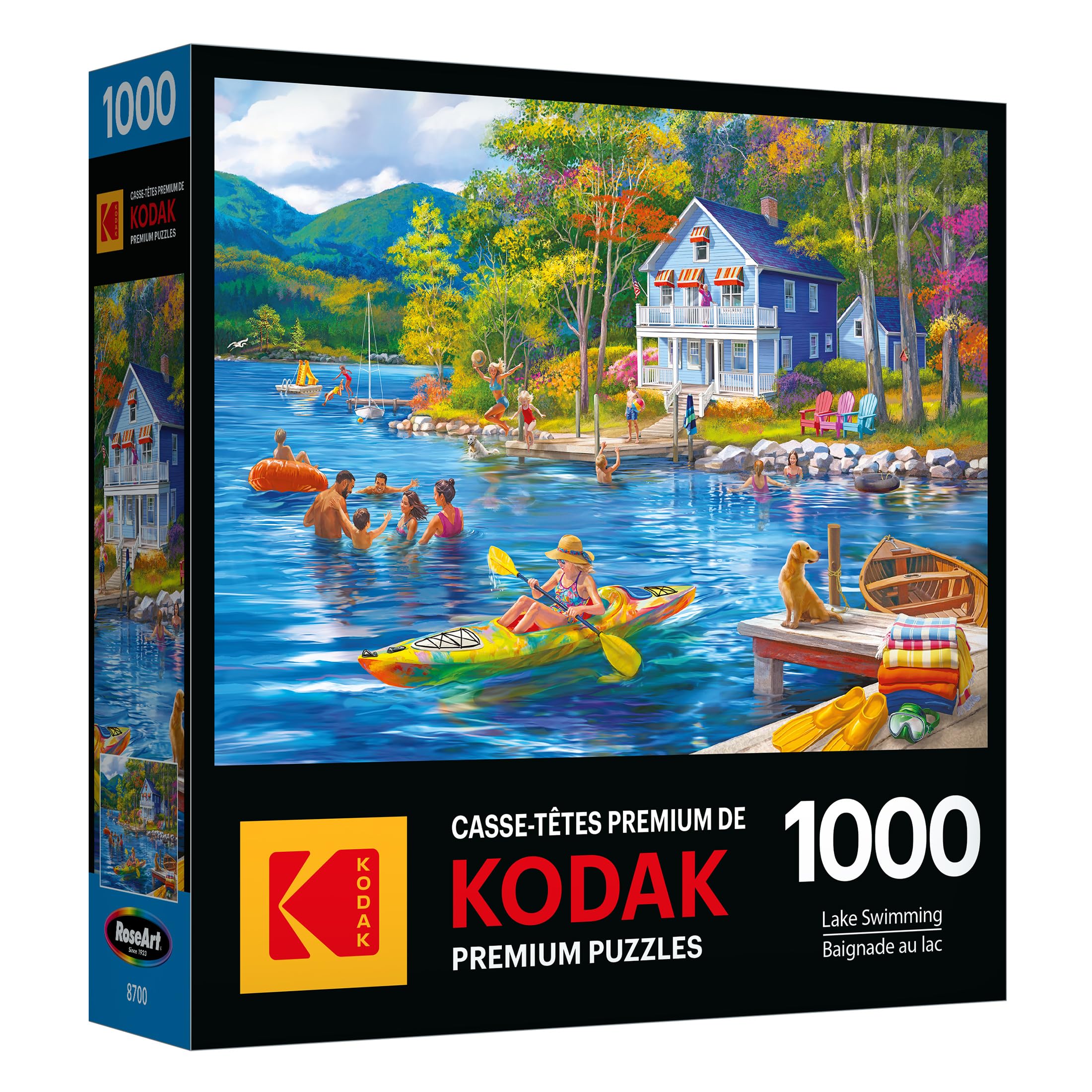 RoseArt Kodak Premium Lake Swimming 1000 Piece Jigsaw Puzzle – Recycled Materials, 19.25x26.62 inches