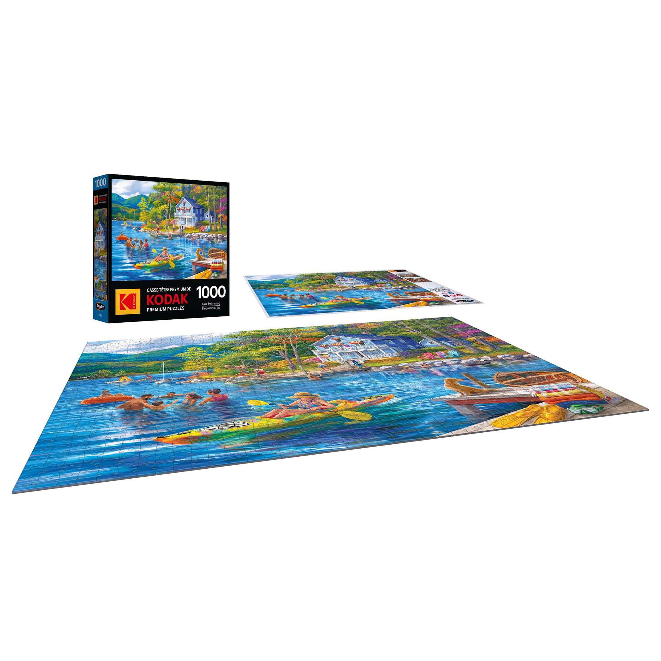 RoseArt Kodak Premium Lake Swimming 1000 Piece Jigsaw Puzzle – Recycled Materials, 19.25x26.62 inches