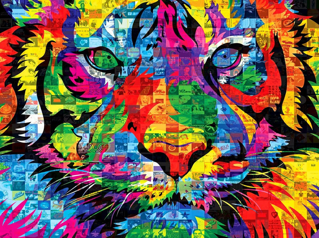 RoseArt Kodak Premium Mosaics Rainbow Tiger 750-Piece Jigsaw Puzzle for Adults