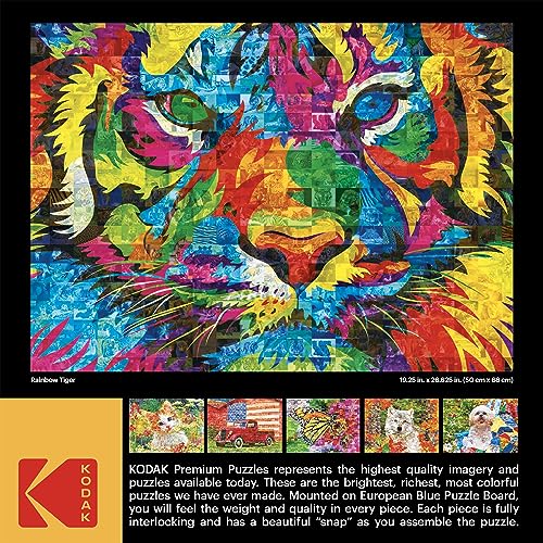 RoseArt Kodak Premium Mosaics Rainbow Tiger 750-Piece Jigsaw Puzzle for Adults