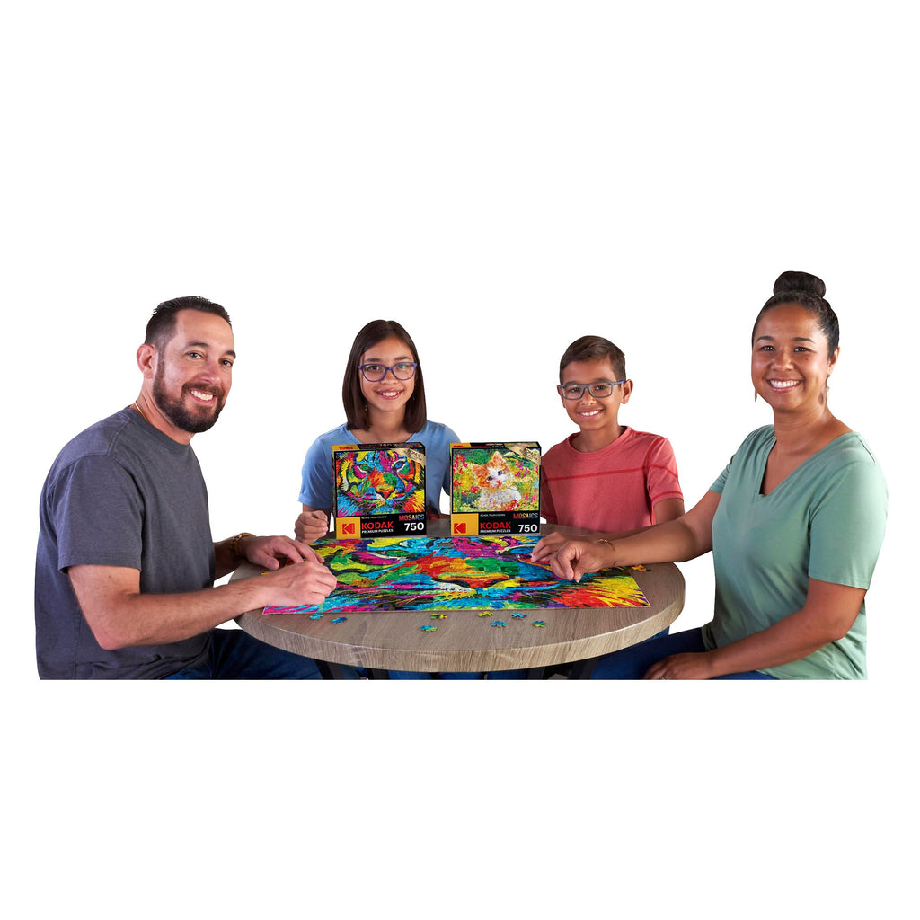 RoseArt Kodak Premium Mosaics Rainbow Tiger 750-Piece Jigsaw Puzzle for Adults