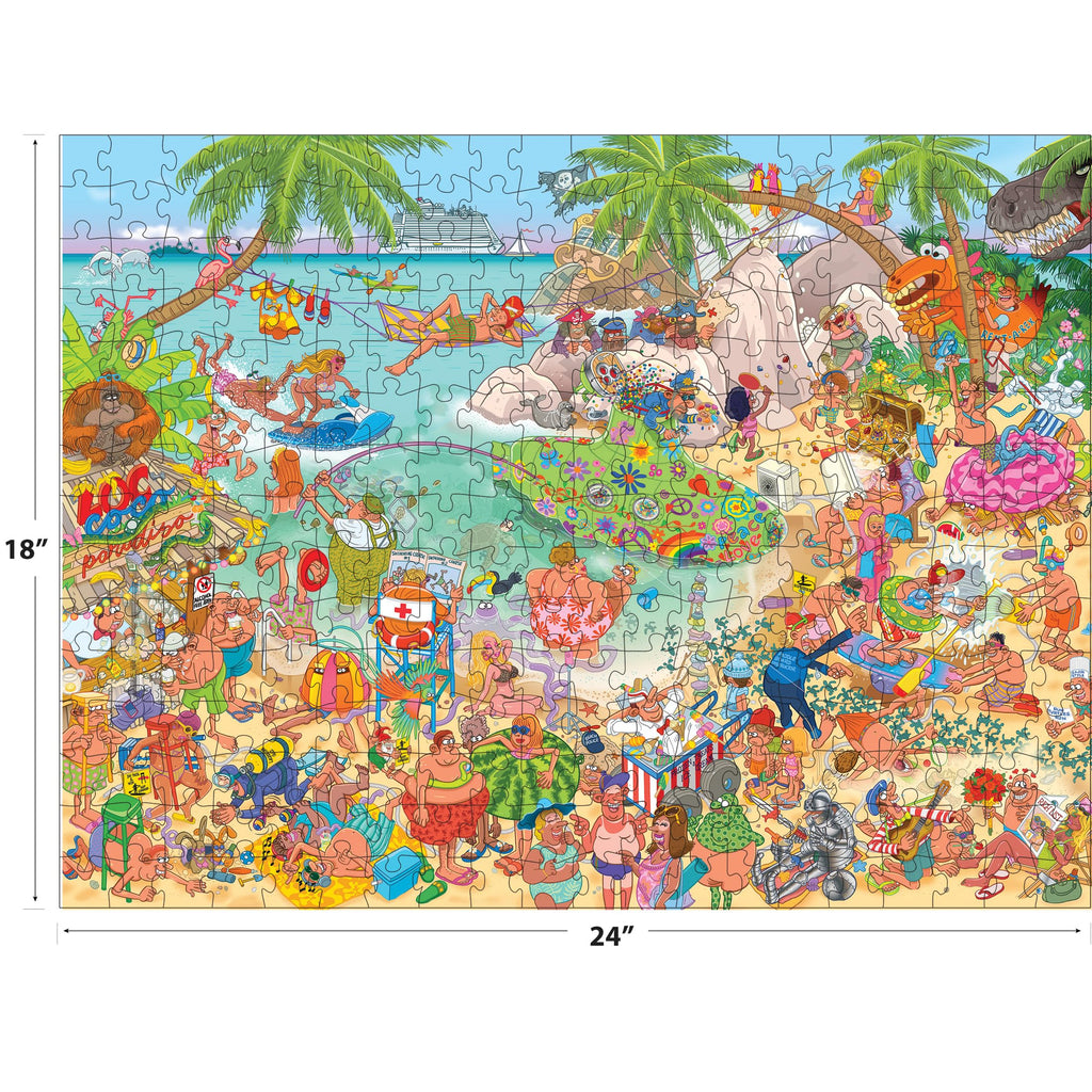 RoseArt Loco Coco Paradise 500-Piece Jigsaw Puzzle – Chaotic Tropical Beach Scene for Adults