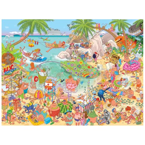 RoseArt Loco Coco Paradise 500-Piece Jigsaw Puzzle – Chaotic Tropical Beach Scene for Adults
