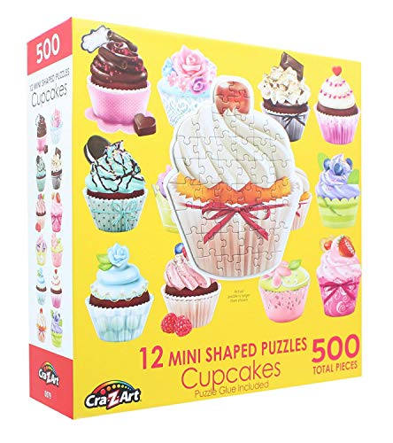 RoseArt Mini-Shaped Cupcakes 500 Piece Jigsaw Puzzle – Color-Coded Backs & Bonus Poster