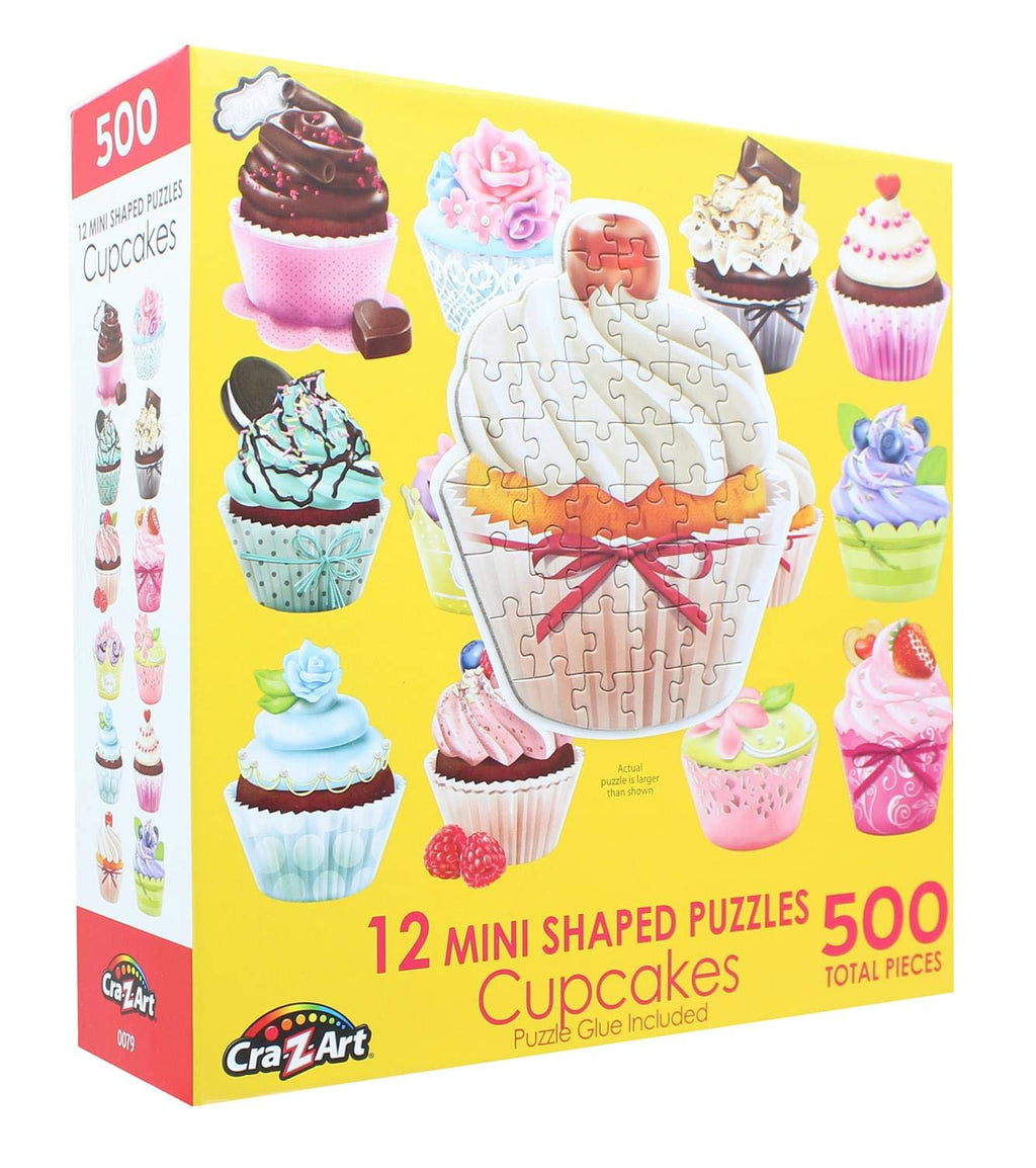 RoseArt Mini-Shaped Cupcakes 500 Piece Jigsaw Puzzle – Color-Coded Backs & Bonus Poster