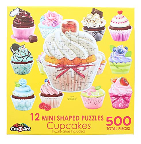 RoseArt Mini-Shaped Cupcakes 500 Piece Jigsaw Puzzle – Color-Coded Backs & Bonus Poster