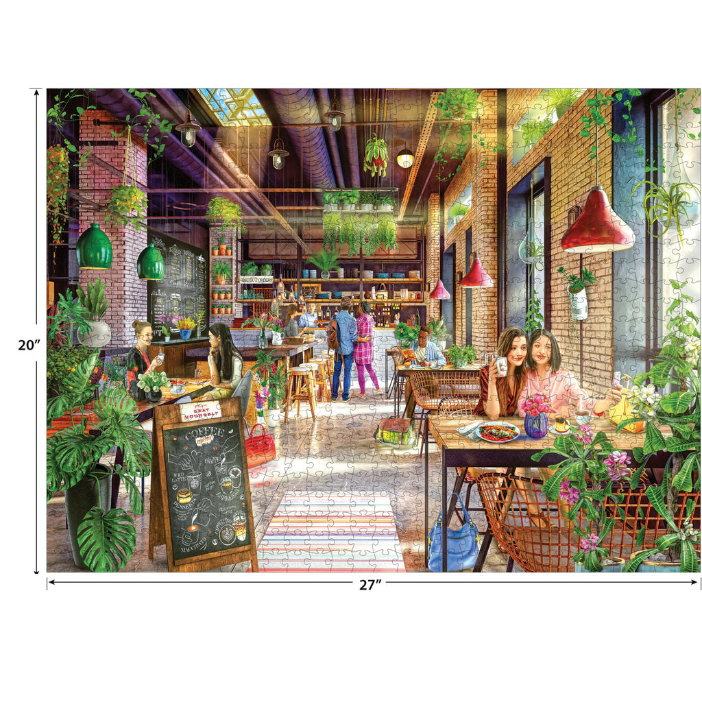 RoseArt My Happy Place Neighborhood Cafe 750-Piece Jigsaw Puzzle – Cozy Coffee Shop Art, Made in USA