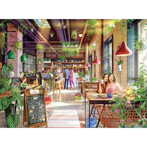 RoseArt My Happy Place Neighborhood Cafe 750-Piece Jigsaw Puzzle – Cozy Coffee Shop Art, Made in USA