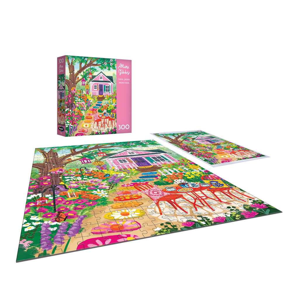 RoseArt Olivia Gibbs Floral Garden 300 Piece Jigsaw Puzzle – 18x24 Inches, Made in USA