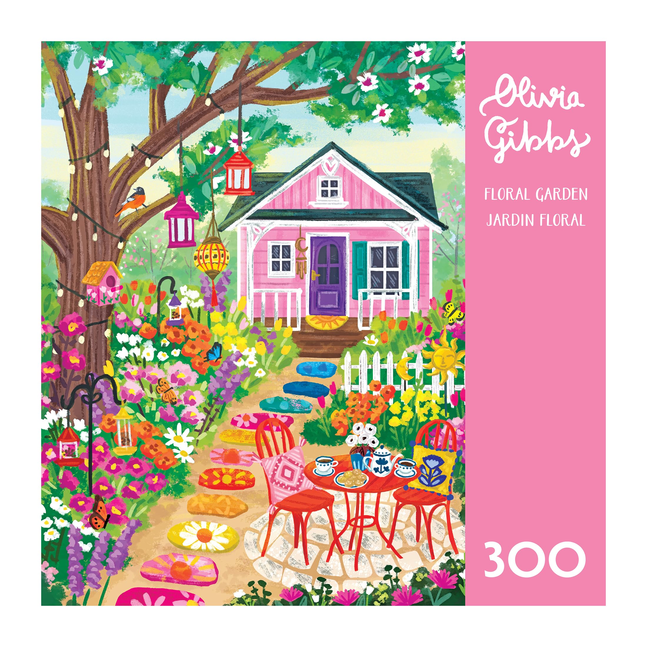 RoseArt Olivia Gibbs Floral Garden 300 Piece Jigsaw Puzzle – 18x24 Inches, Made in USA