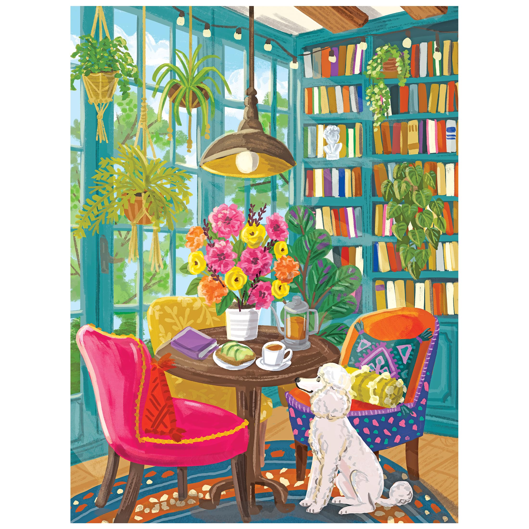 RoseArt Olivia Gibbs Home Library 300-Piece Jigsaw Puzzle – Cozy Reading Nook Scene, 18x24 in, Made in USA