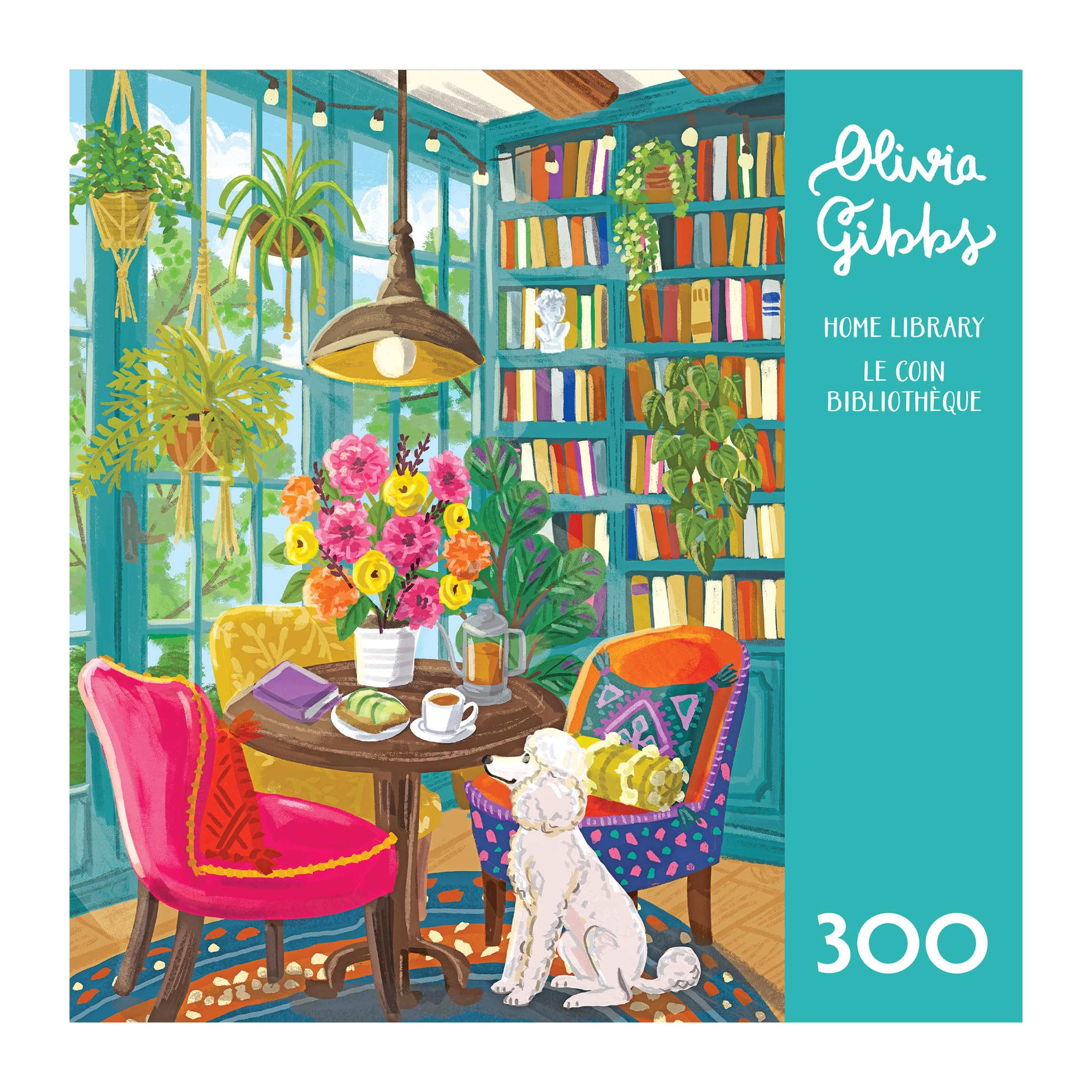 RoseArt Olivia Gibbs Home Library 300-Piece Jigsaw Puzzle – Cozy Reading Nook Scene, 18x24 in, Made in USA