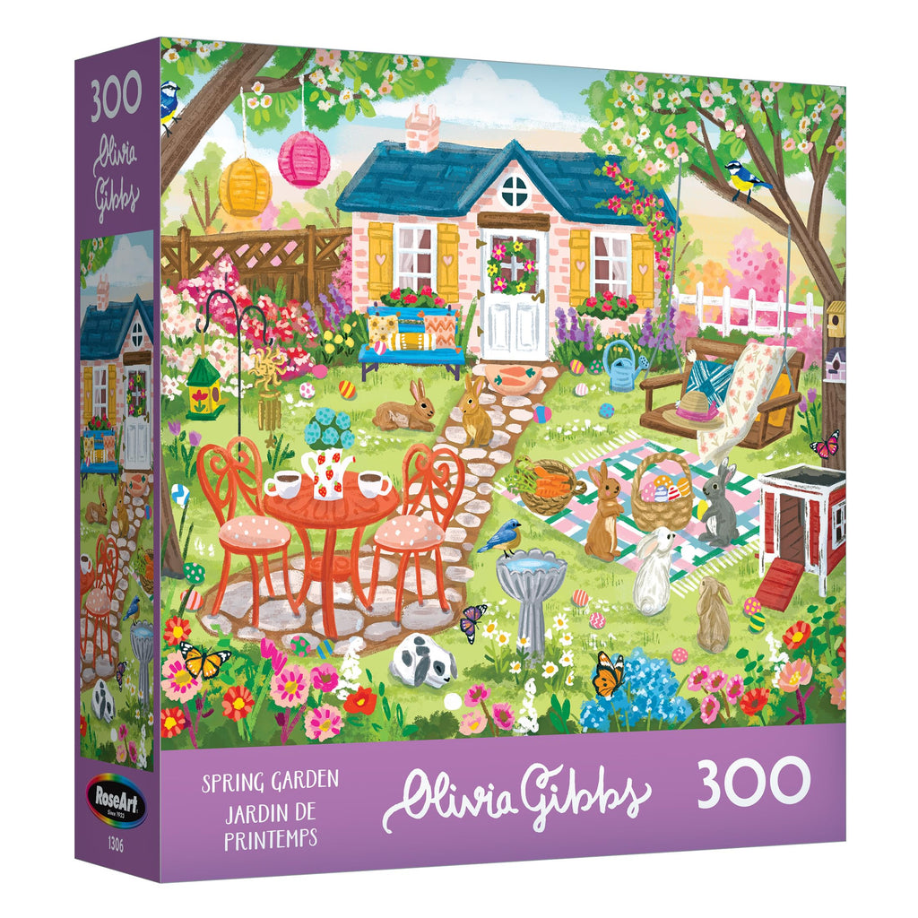RoseArt Olivia Gibbs Spring Garden 300-Piece Jigsaw Puzzle – 18x24 Inches, Made in USA