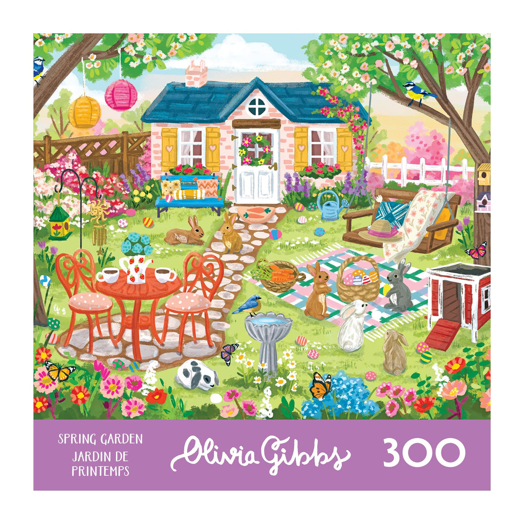 RoseArt Olivia Gibbs Spring Garden 300-Piece Jigsaw Puzzle – 18x24 Inches, Made in USA