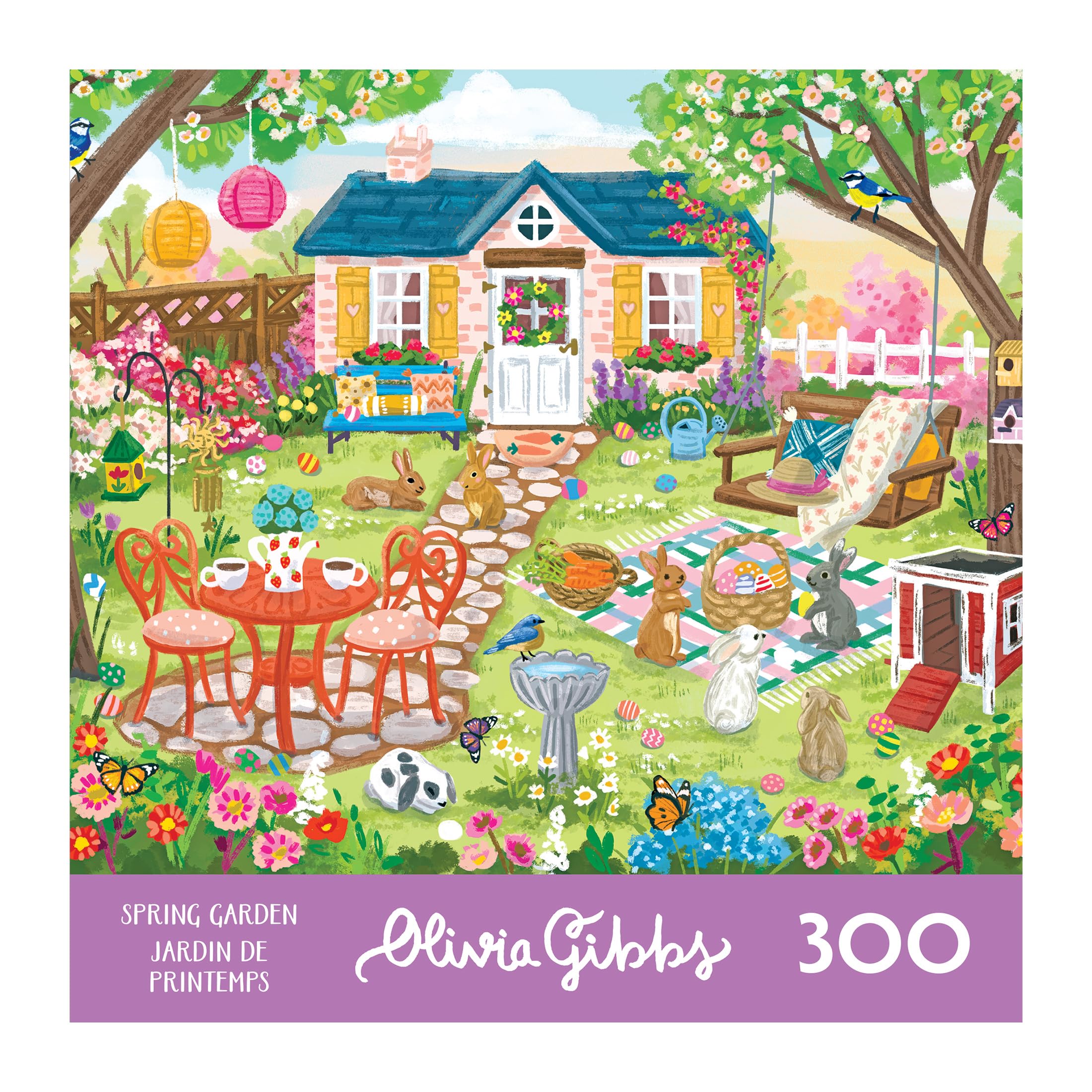 RoseArt Olivia Gibbs Spring Garden 300-Piece Jigsaw Puzzle – 18x24 Inches, Made in USA
