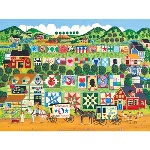 RoseArt Quilt Valley Farm 1000 Piece Puzzle – Premium Quality with Bonus Poster