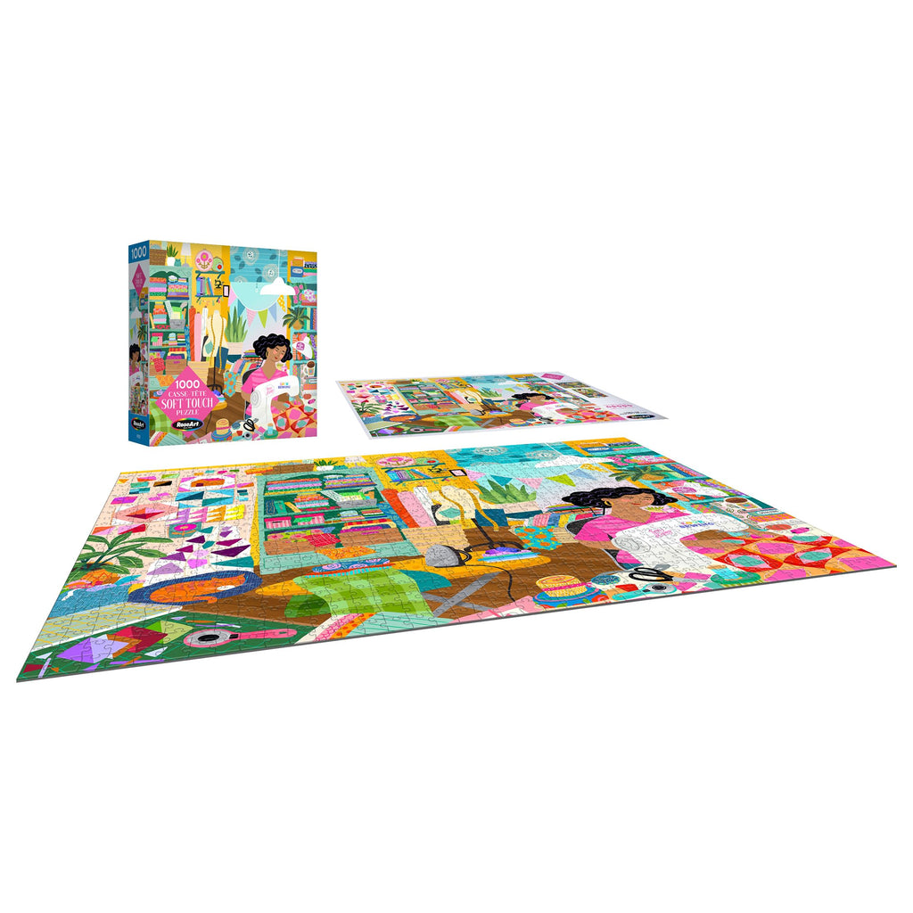 RoseArt Soft Touch Sewing Room 1000-Piece Jigsaw Puzzle – Velvety Surface, Made in USA